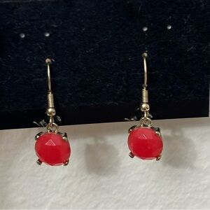 Red Gemstone Drop Earrings